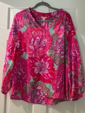 Lilly Pulitzer Bright Pink Floral Blouse